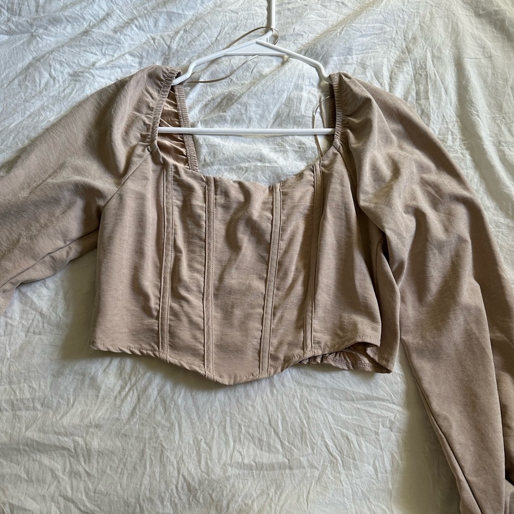 Corset long sleeve crop top